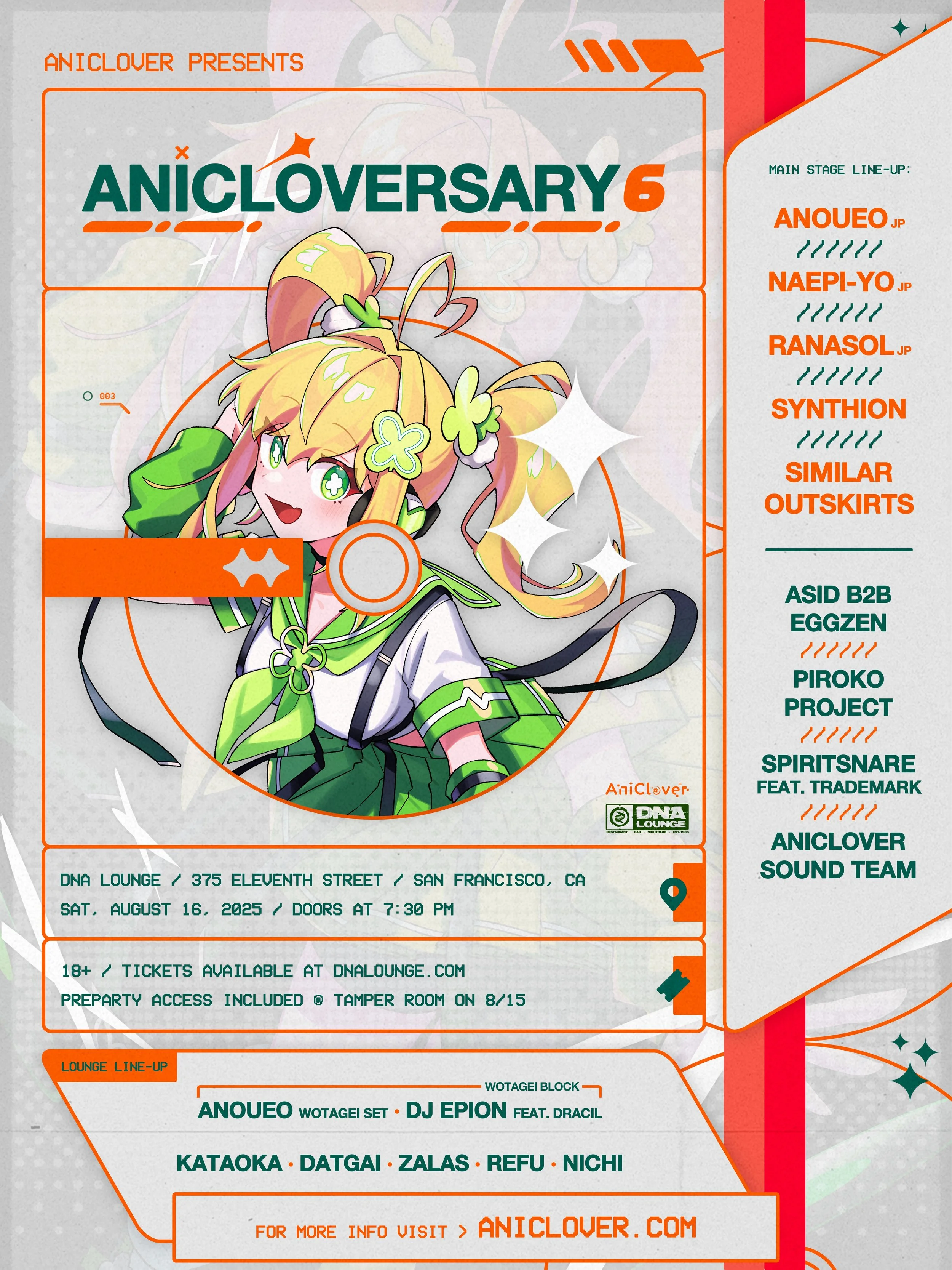 AniCloversary 6 @ DNA Lounge San Francisco | Saturday, August 16